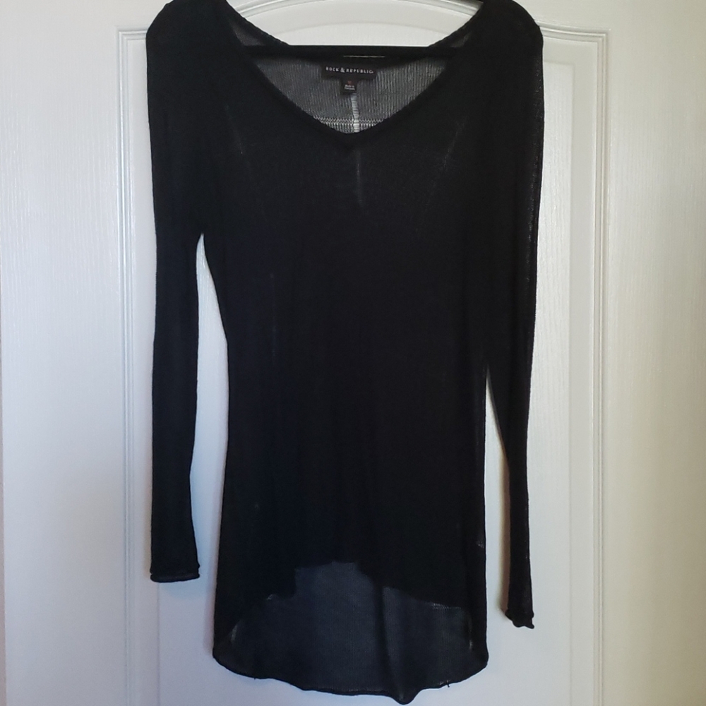 Rock & Republic Sheer Black Sweater